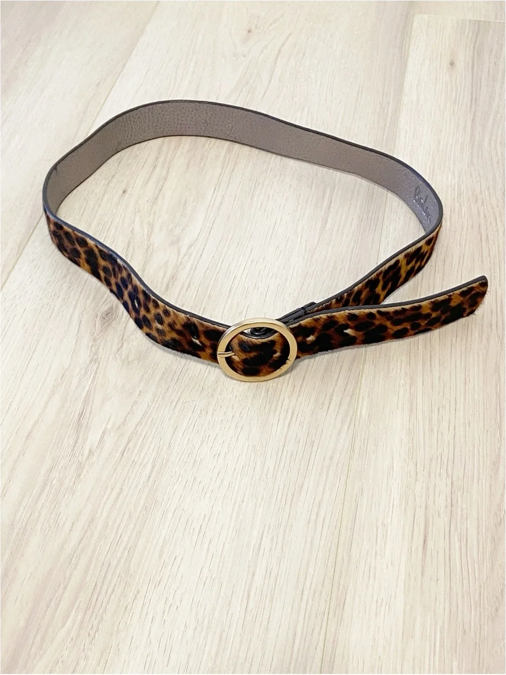 Boden Pony Hair Leather Leopard Print Belt size S